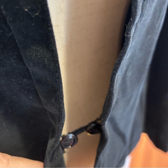 90s NEIL MARTIN BLACK VELVET BLAZER COTTON CROPPED COLLARLESS & 3/4 SLEEVES SZ 8 - Picture 7 of 9